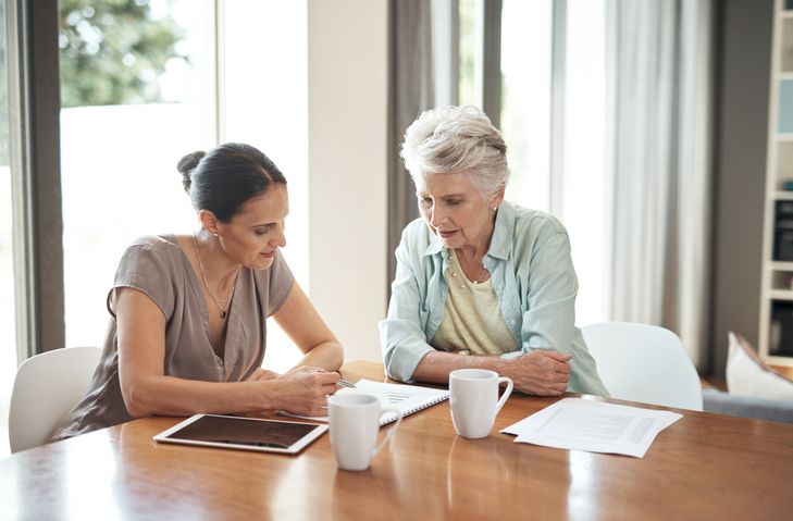 daughter and mom talking about estate planning