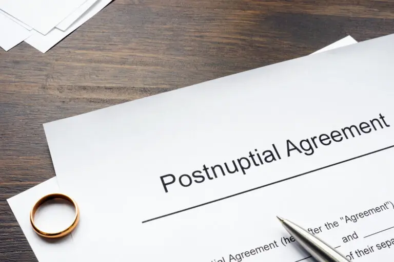 Postnuptial agreement form and ring.